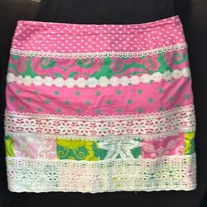 Lilly Pulitzer Pink Green Embellished Skirt